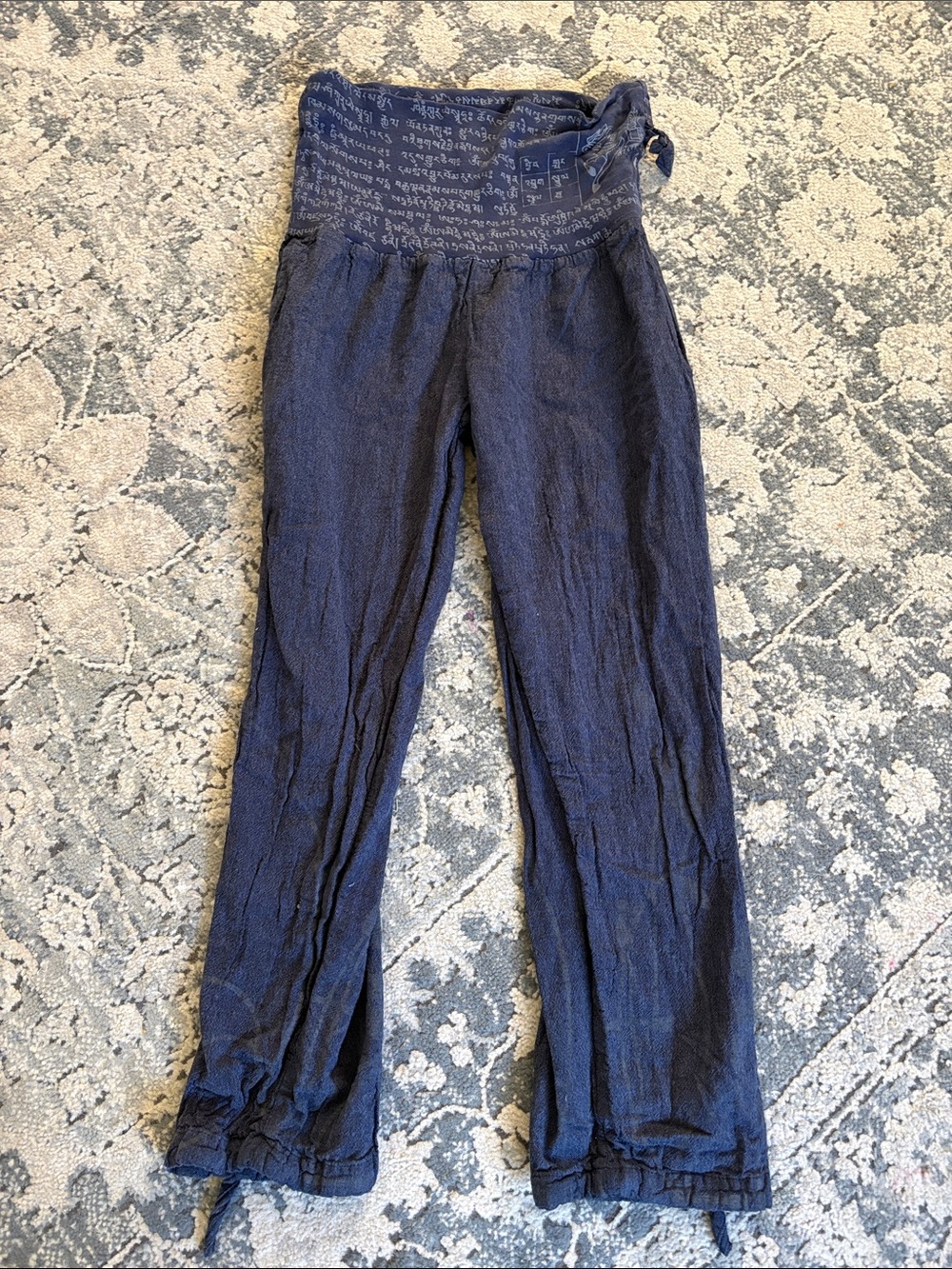 Kathmandu hemp cotton Navy high waist Drawstring Pants